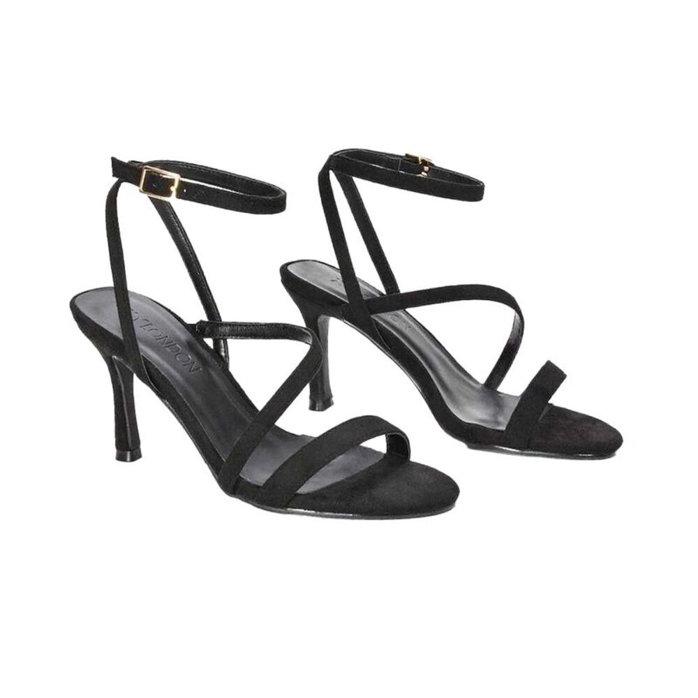 XY London Womens/Ladies Sherry Strappy Stiletto Heel Sandals / Jet Black